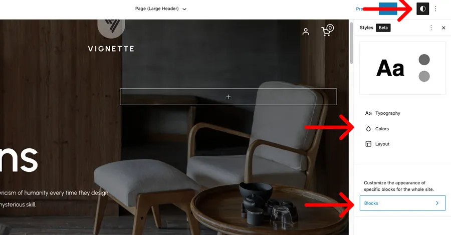 Vignette global styles