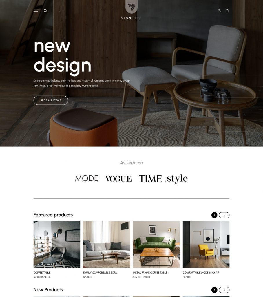 Vignette - Minimal Interior Design Wp WooCommerce theme
